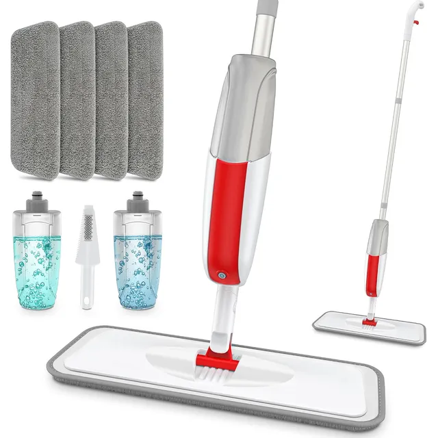MANGOTIME Spray Mop Set with 2 Bottles – Red